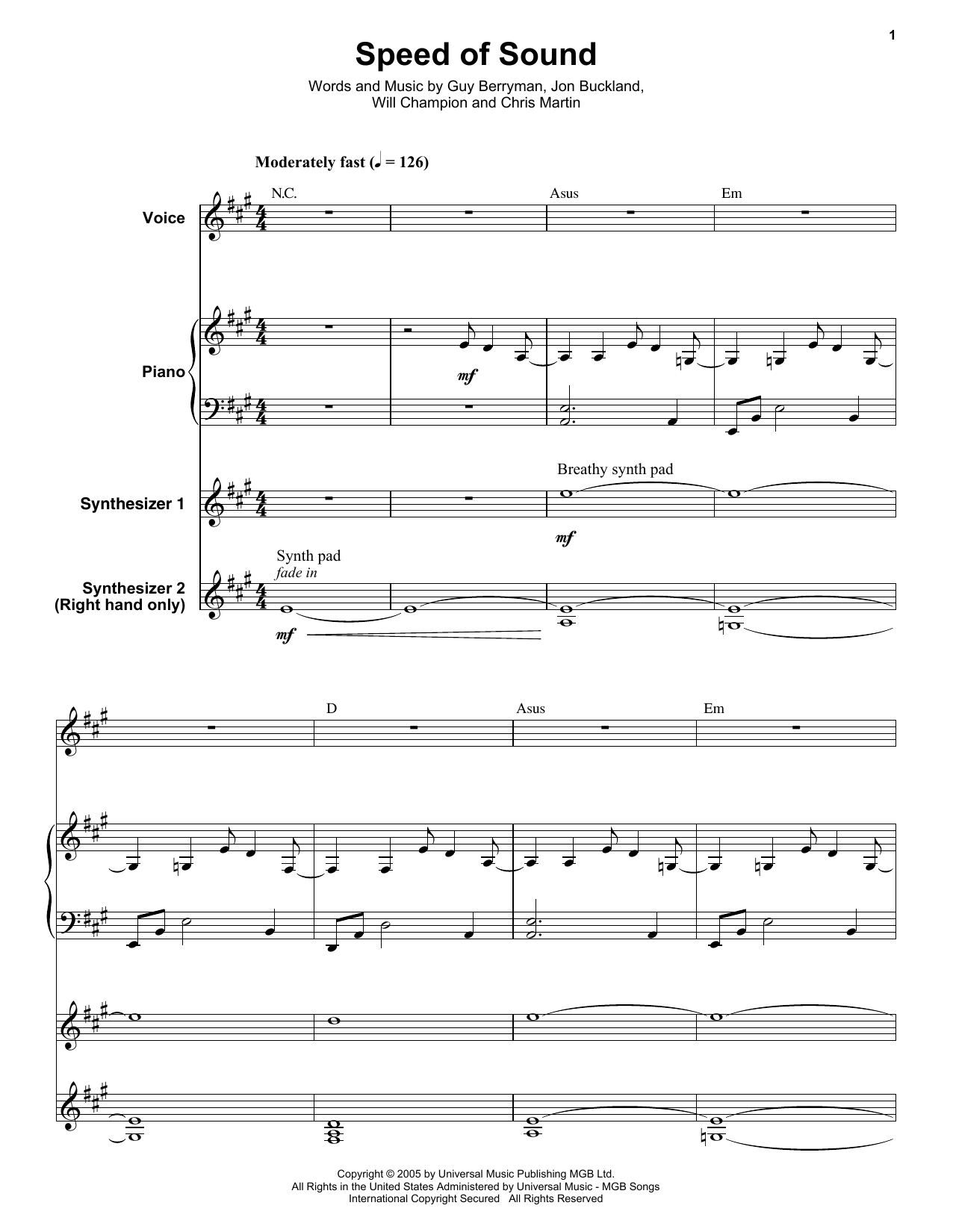 Learn to play Coldplay Speed Of Sound sheet music for Keyboard Transcription in minutes. Coldplay Speed Of Sound sheet music notes and chords. Download Printable PDF.
