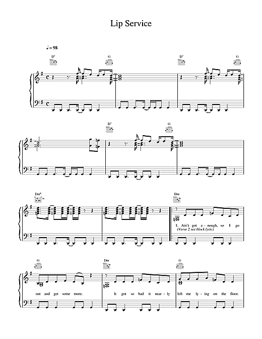 Learn to play Wet Wet Wet Lip Service sheet music for Piano, Vocal & Guitar (Right-Hand Melody) in minutes. Wet Wet Wet Lip Service sheet music notes and chords. Download Printable PDF.