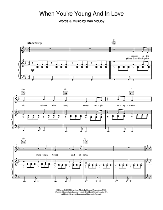 Learn to play The Marvelettes When You're Young And In Love sheet music for Piano, Vocal & Guitar (Right-Hand Melody) in minutes. The Marvelettes When You're Young And In Love sheet music notes and chords. Download Printable PDF.