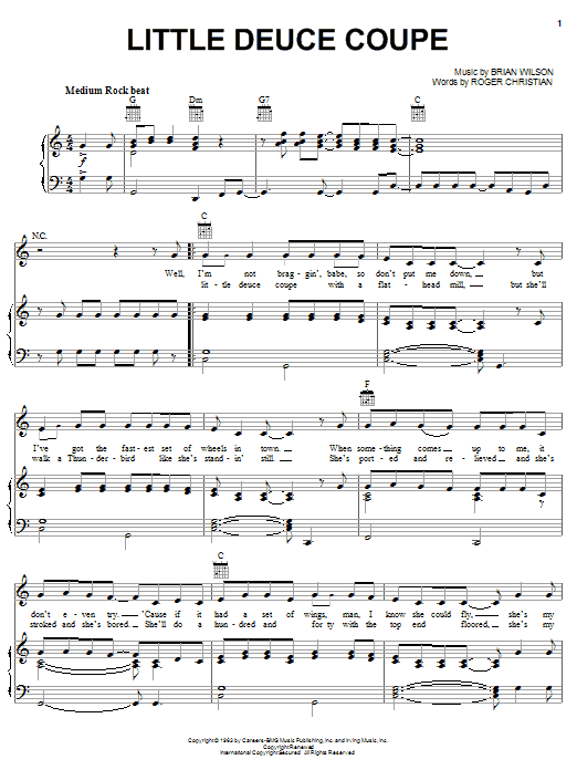 Learn to play The Beach Boys Little Deuce Coupe sheet music for Piano, Vocal & Guitar (Right-Hand Melody) in minutes. The Beach Boys Little Deuce Coupe sheet music notes and chords. Download Printable PDF.