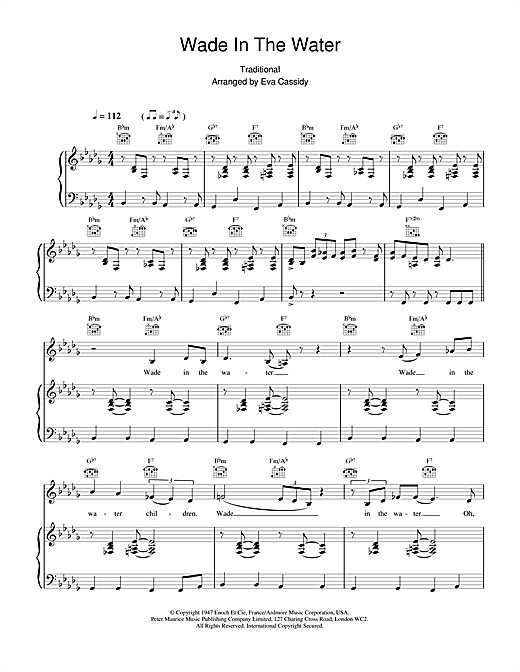 Learn to play Eva Cassidy Wade In The Water sheet music for Piano, Vocal & Guitar in minutes. Eva Cassidy Wade In The Water sheet music notes and chords. Download Printable PDF.