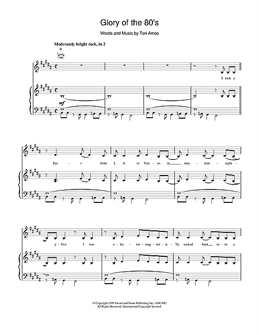 Learn to play Tori Amos Glory of the 80s sheet music for Piano, Vocal & Guitar (Right-Hand Melody) in minutes. Tori Amos Glory of the 80s sheet music notes and chords. Download Printable PDF.