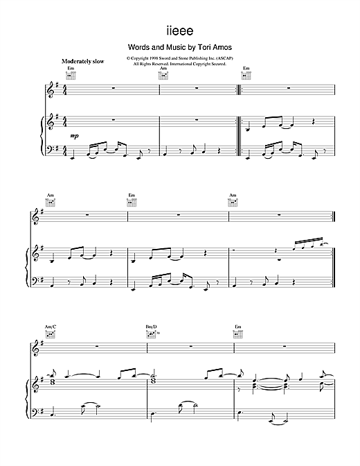 Learn to play Tori Amos iieee sheet music for Piano, Vocal & Guitar in minutes. Tori Amos iieee sheet music notes and chords. Download Printable PDF.