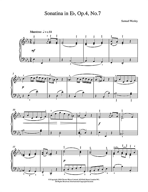 Learn to play Wesley Sonatina Op4 No7 sheet music for Piano in minutes. Wesley Sonatina Op4 No7 sheet music notes and chords. Download Printable PDF.