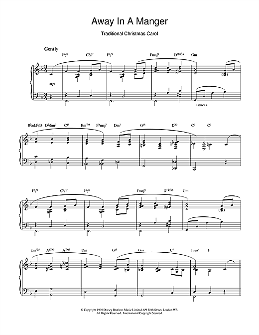 Learn to play Christmas Carol Away In A Manger (jazzy arrangement) sheet music for Easy Piano in minutes. Christmas Carol Away In A Manger (jazzy arrangement) sheet music notes and chords. Download Printable PDF.