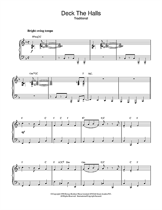 Learn to play Christmas Carol Deck The Halls (jazzy arrangement) sheet music for Piano in minutes. Christmas Carol Deck The Halls (jazzy arrangement) sheet music notes and chords. Download Printable PDF.