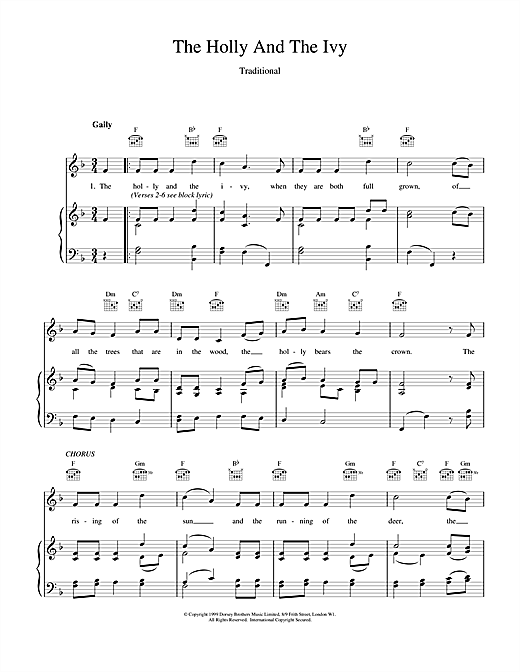Learn to play Christmas Carol The Holly And The Ivy sheet music for Piano, Vocal & Guitar (Right-Hand Melody) in minutes. Christmas Carol The Holly And The Ivy sheet music notes and chords. Download Printable PDF.
