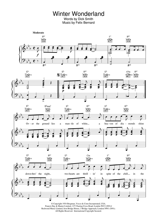 Learn to play Felix Bernard Winter Wonderland (jazzy arrangement) sheet music for Easy Piano in minutes. Felix Bernard Winter Wonderland (jazzy arrangement) sheet music notes and chords. Download Printable PDF.