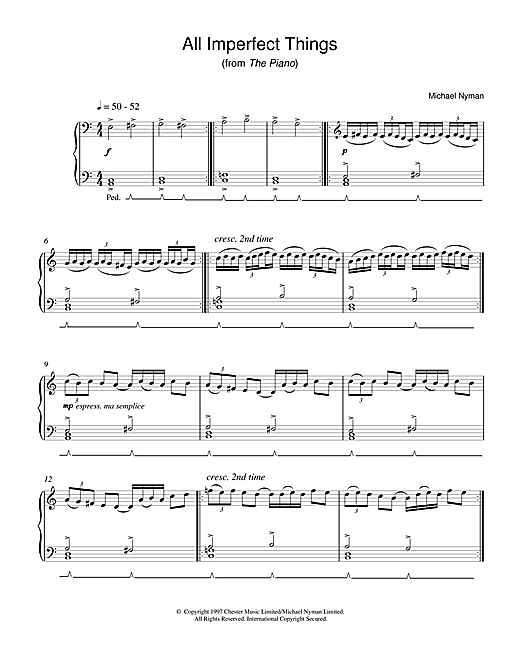 Learn to play Michael Nyman All Imperfect Things (from The Piano) sheet music for Piano in minutes. Michael Nyman All Imperfect Things (from The Piano) sheet music notes and chords. Download Printable PDF.
