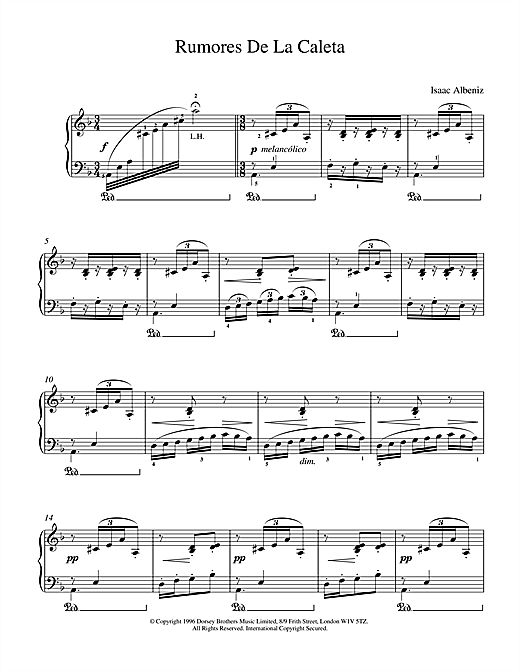 Learn to play Isaac Albeniz Rumores De La Caleta sheet music for Piano in minutes. Isaac Albeniz Rumores De La Caleta sheet music notes and chords. Download Printable PDF.