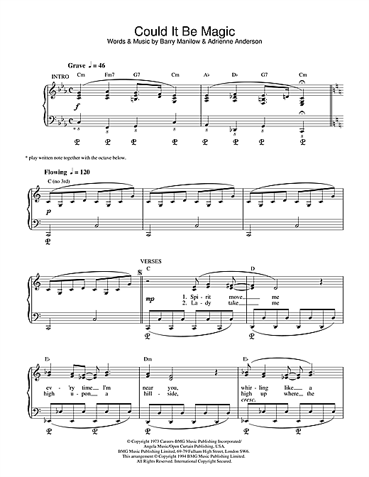 Learn to play Barry Manilow Could It Be Magic sheet music for Piano, Vocal & Guitar (Right-Hand Melody) in minutes. Barry Manilow Could It Be Magic sheet music notes and chords. Download Printable PDF.