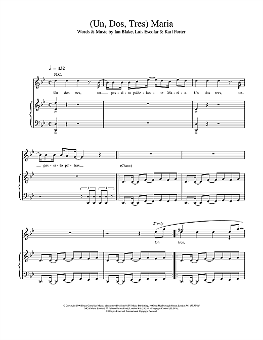Learn to play Ricky Martin (Un, Dos, Tres) Maria sheet music for Piano, Vocal & Guitar (Right-Hand Melody) in minutes. Ricky Martin (Un, Dos, Tres) Maria sheet music notes and chords. Download Printable PDF.