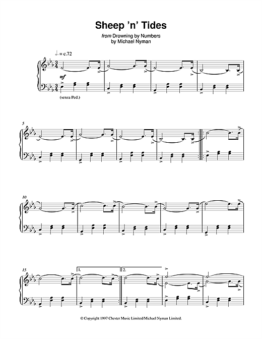 Learn to play Michael Nyman Sheep 'n' Tides (from Drowning By Numbers) sheet music for Piano in minutes. Michael Nyman Sheep 'n' Tides (from Drowning By Numbers) sheet music notes and chords. Download Printable PDF.