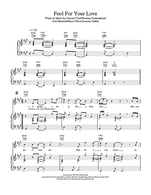 Learn to play Wet Wet Wet Fool For Your Love sheet music for Piano, Vocal & Guitar (Right-Hand Melody) in minutes. Wet Wet Wet Fool For Your Love sheet music notes and chords. Download Printable PDF.