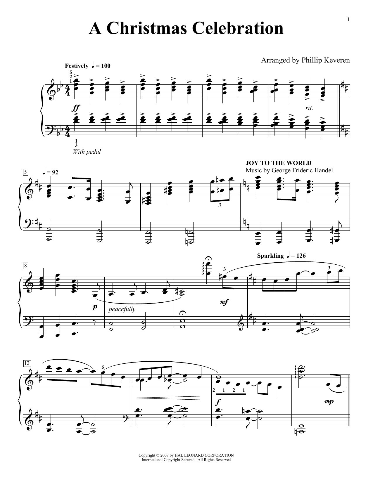 Download 17th Century English Carol A Christmas Celebration (arr. Phillip Keveren) Sheet Music and learn how to play Piano Solo PDF digital score in minutes