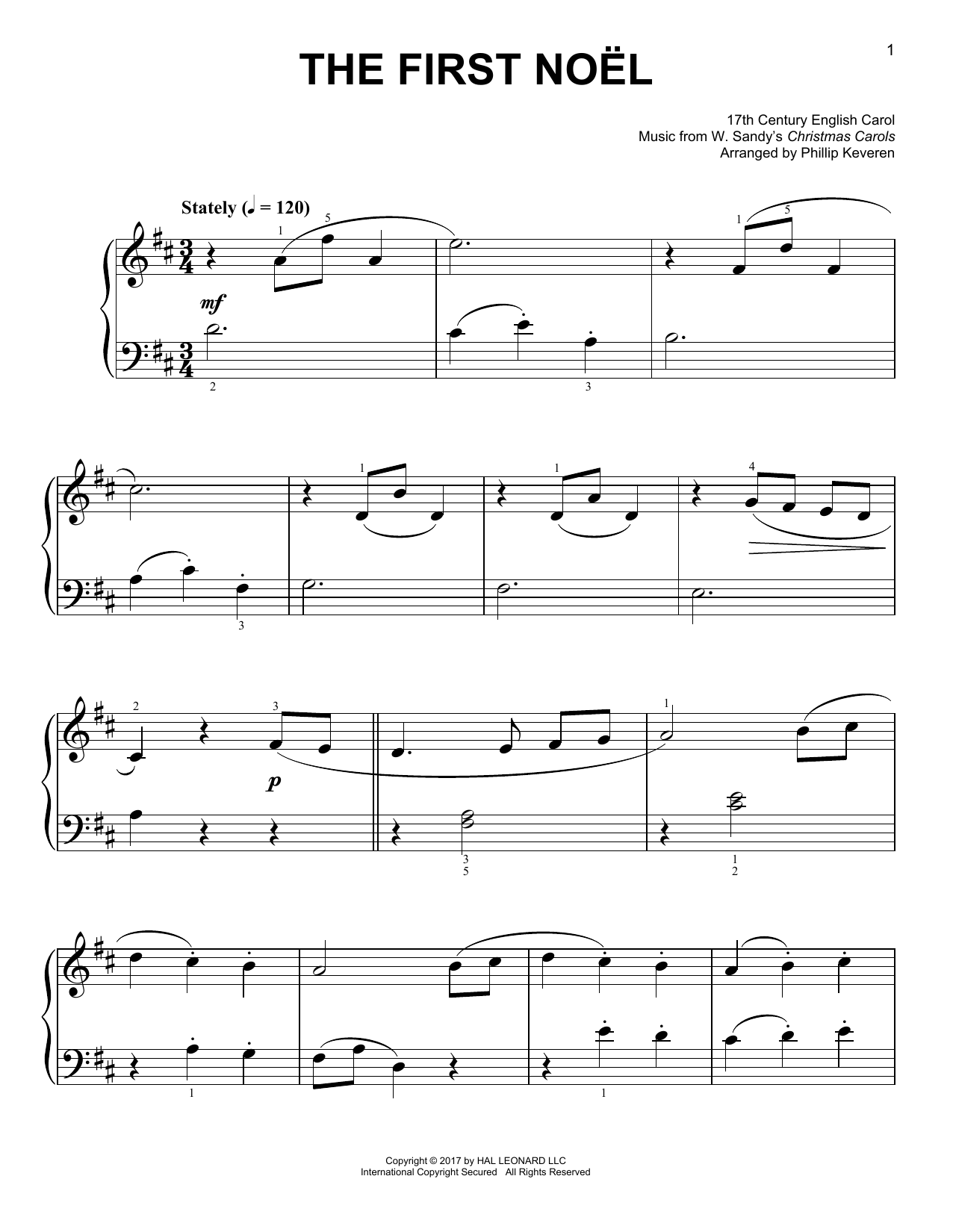 Download Phillip Keveren The First Noel Sheet Music and learn how to play Easy Piano PDF digital score in minutes