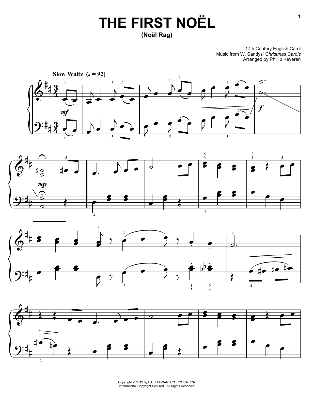 Download Phillip Keveren The First Noel Sheet Music and learn how to play Easy Piano PDF digital score in minutes