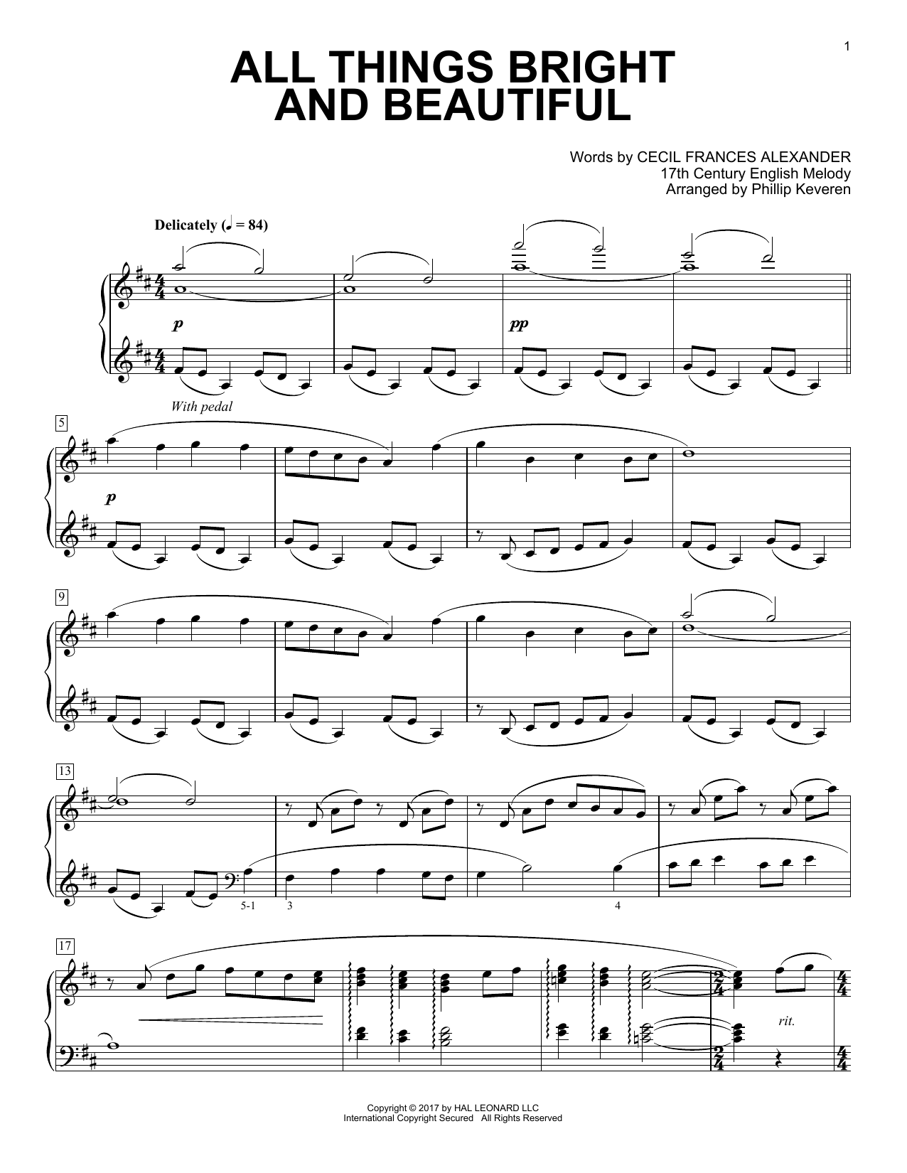 Download Phillip Keveren All Things Bright And Beautiful Sheet Music and learn how to play Piano PDF digital score in minutes