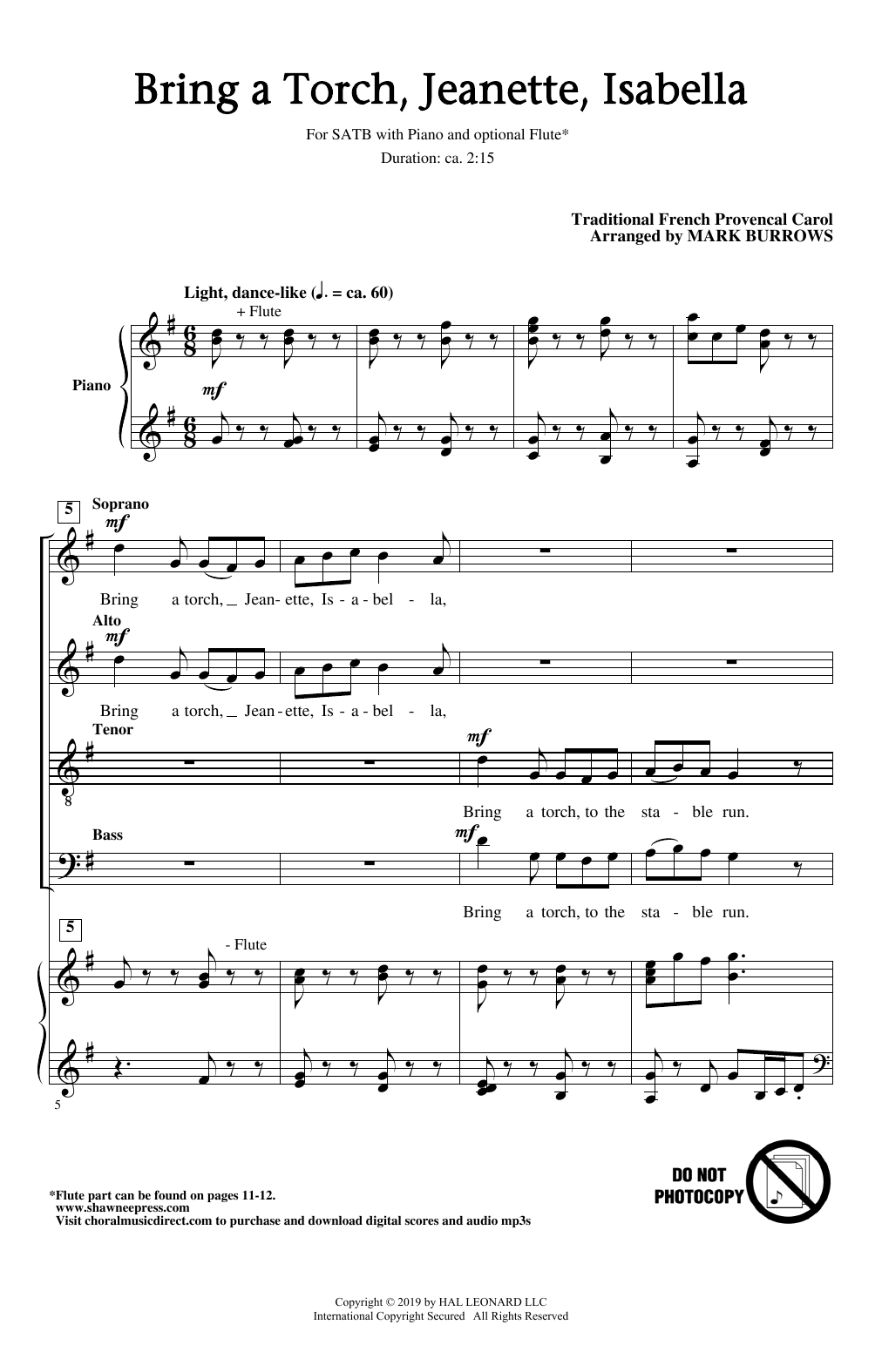 Download 17th Century French Carol Bring A Torch, Jeanette, Isabella (arr. Mark Burrows) Sheet Music and learn how to play SATB Choir PDF digital score in minutes