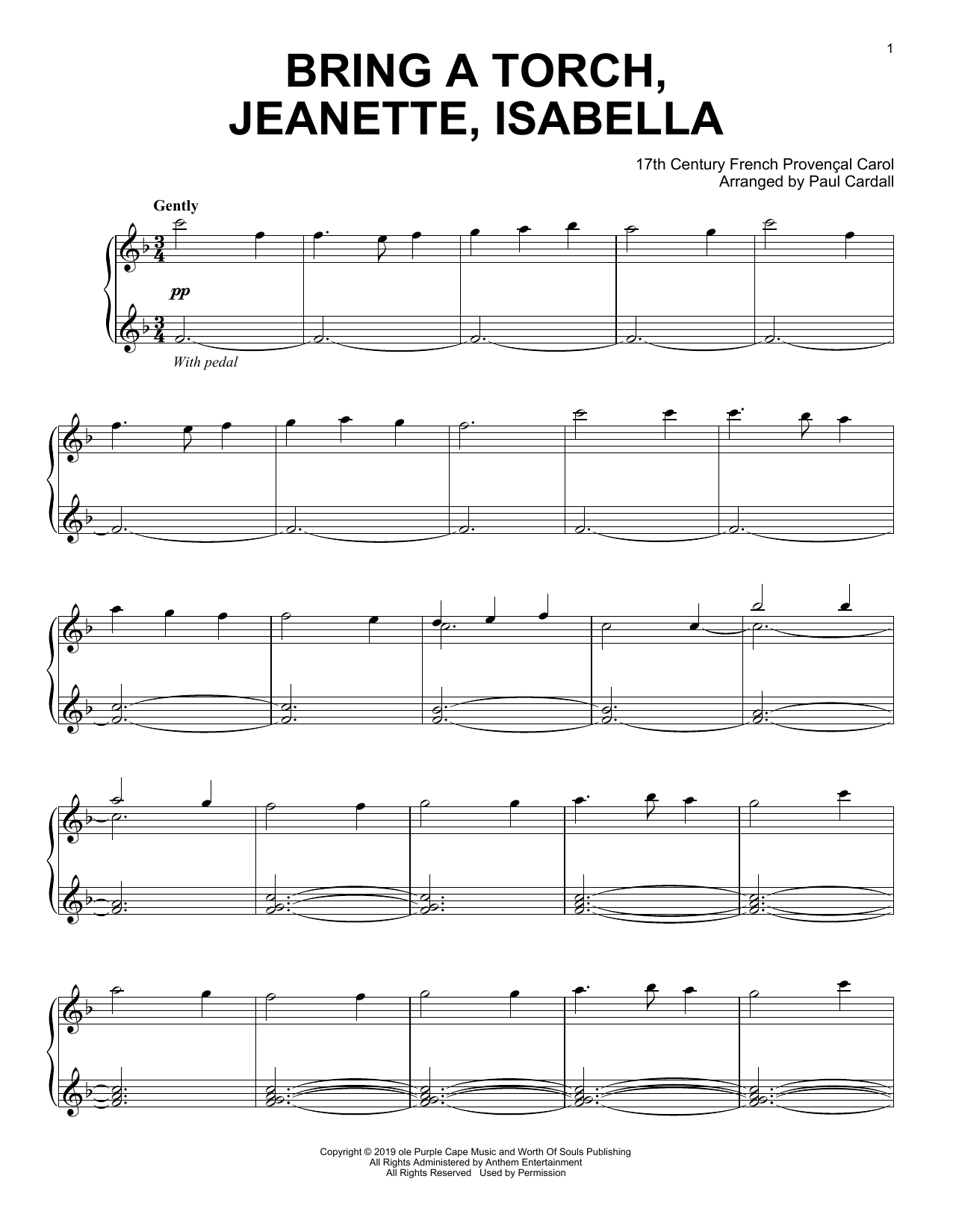 Download 17th Century French Carol Bring A Torch, Jeannette, Isabella (arr. Paul Cardall) Sheet Music and learn how to play Piano Solo PDF digital score in minutes