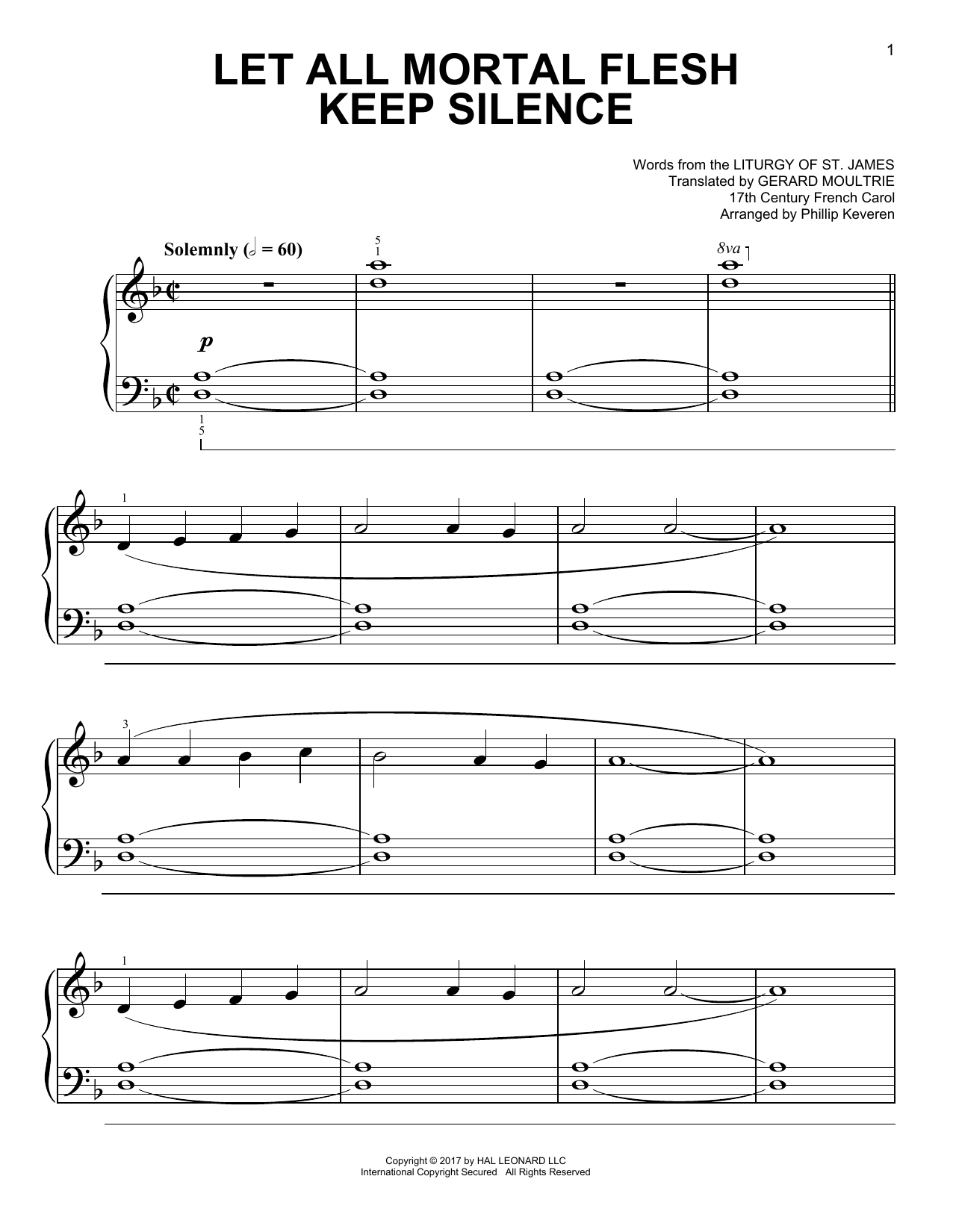 Download Phillip Keveren Let All Mortal Flesh Keep Silence Sheet Music and learn how to play Easy Piano PDF digital score in minutes