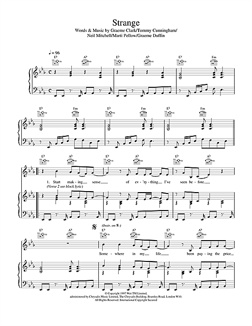 Learn to play Wet Wet Wet Strange sheet music for Piano, Vocal & Guitar (Right-Hand Melody) in minutes. Wet Wet Wet Strange sheet music notes and chords. Download Printable PDF.