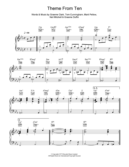 Learn to play Wet Wet Wet Theme From Ten sheet music for Piano, Vocal & Guitar (Right-Hand Melody) in minutes. Wet Wet Wet Theme From Ten sheet music notes and chords. Download Printable PDF.