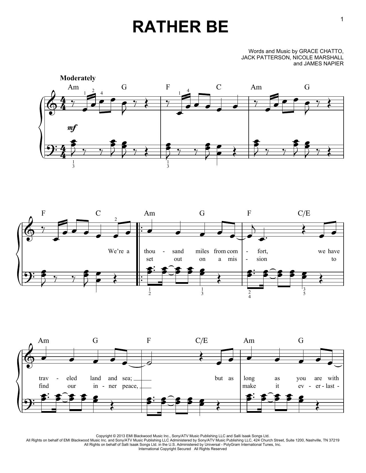 Learn to play Clean Bandit Rather Be (feat. Jess Glynne) sheet music for Easy Piano in minutes. Clean Bandit Rather Be (feat. Jess Glynne) sheet music notes and chords. Download Printable PDF.