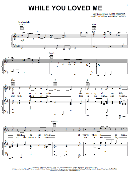Learn to play Rascal Flatts While You Loved Me sheet music for Piano, Vocal & Guitar (Right-Hand Melody) in minutes. Rascal Flatts While You Loved Me sheet music notes and chords. Download Printable PDF.