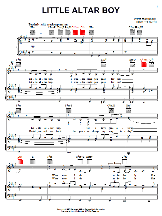 Learn to play Carpenters Little Altar Boy sheet music for Piano, Vocal & Guitar (Right-Hand Melody) in minutes. Carpenters Little Altar Boy sheet music notes and chords. Download Printable PDF.