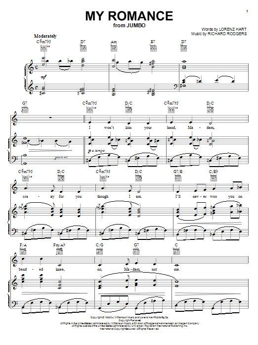 Learn to play Rodgers & Hart My Romance sheet music for Piano, Vocal & Guitar (Right-Hand Melody) in minutes. Rodgers & Hart My Romance sheet music notes and chords. Download Printable PDF.