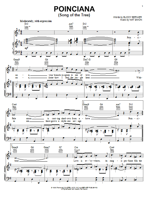 Learn to play Buddy Bernier Poinciana (Song Of The Tree) sheet music for Piano, Vocal & Guitar (Right-Hand Melody) in minutes. Buddy Bernier Poinciana (Song Of The Tree) sheet music notes and chords. Download Printable PDF.