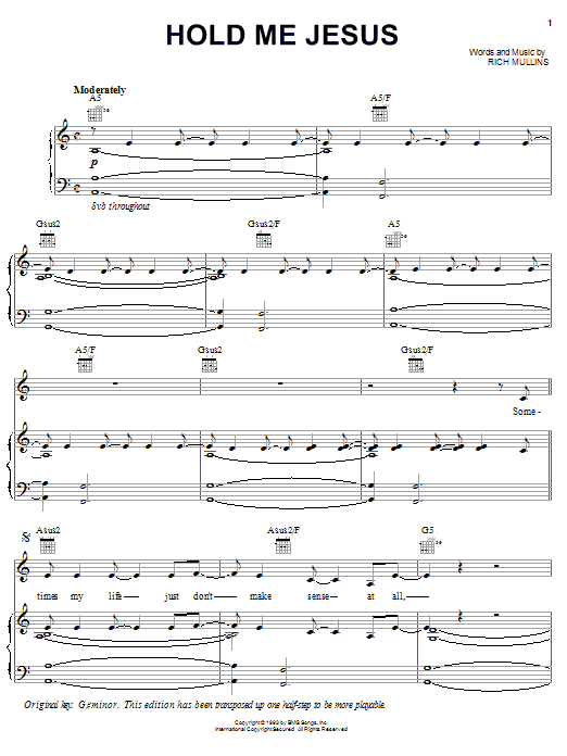 Learn to play Rich Mullins Hold Me Jesus sheet music for Piano, Vocal & Guitar (Right-Hand Melody) in minutes. Rich Mullins Hold Me Jesus sheet music notes and chords. Download Printable PDF.