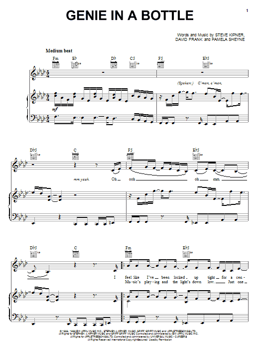 Learn to play Christina Aguilera Genie In A Bottle sheet music for Piano, Vocal & Guitar (Right-Hand Melody) in minutes. Christina Aguilera Genie In A Bottle sheet music notes and chords. Download Printable PDF.