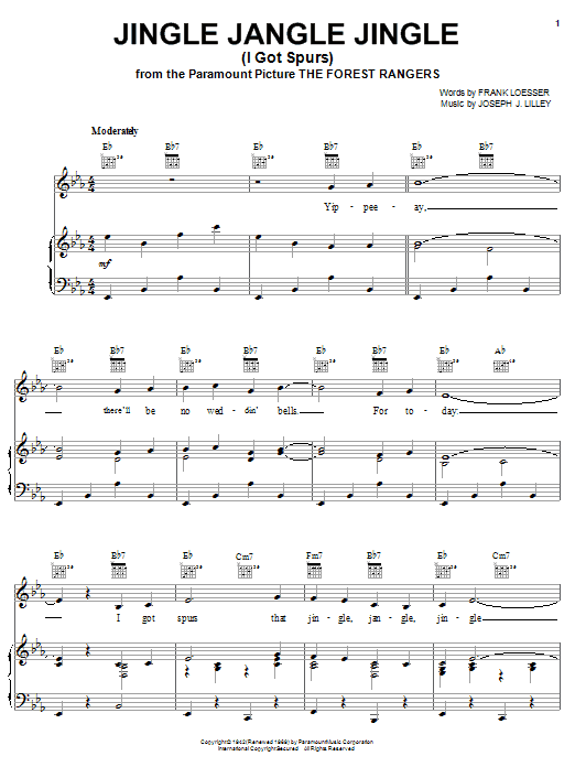 Learn to play Gene Autry Jingle Jangle Jingle (I Got Spurs) sheet music for Piano, Vocal & Guitar (Right-Hand Melody) in minutes. Gene Autry Jingle Jangle Jingle (I Got Spurs) sheet music notes and chords. Download Printable PDF.