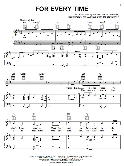 Learn to play Kim Maxfield-Camp For Every Time sheet music for Piano, Vocal & Guitar (Right-Hand Melody) in minutes. Kim Maxfield-Camp For Every Time sheet music notes and chords. Download Printable PDF.