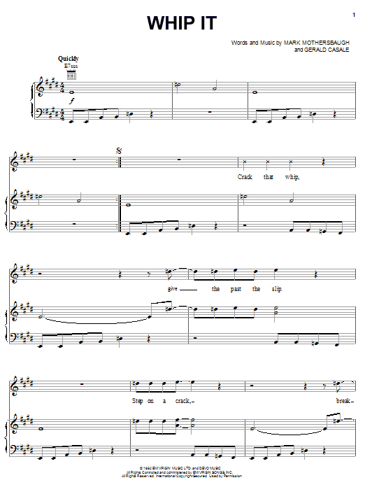 Learn to play Devo Whip It sheet music for Piano, Vocal & Guitar (Right-Hand Melody) in minutes. Devo Whip It sheet music notes and chords. Download Printable PDF.