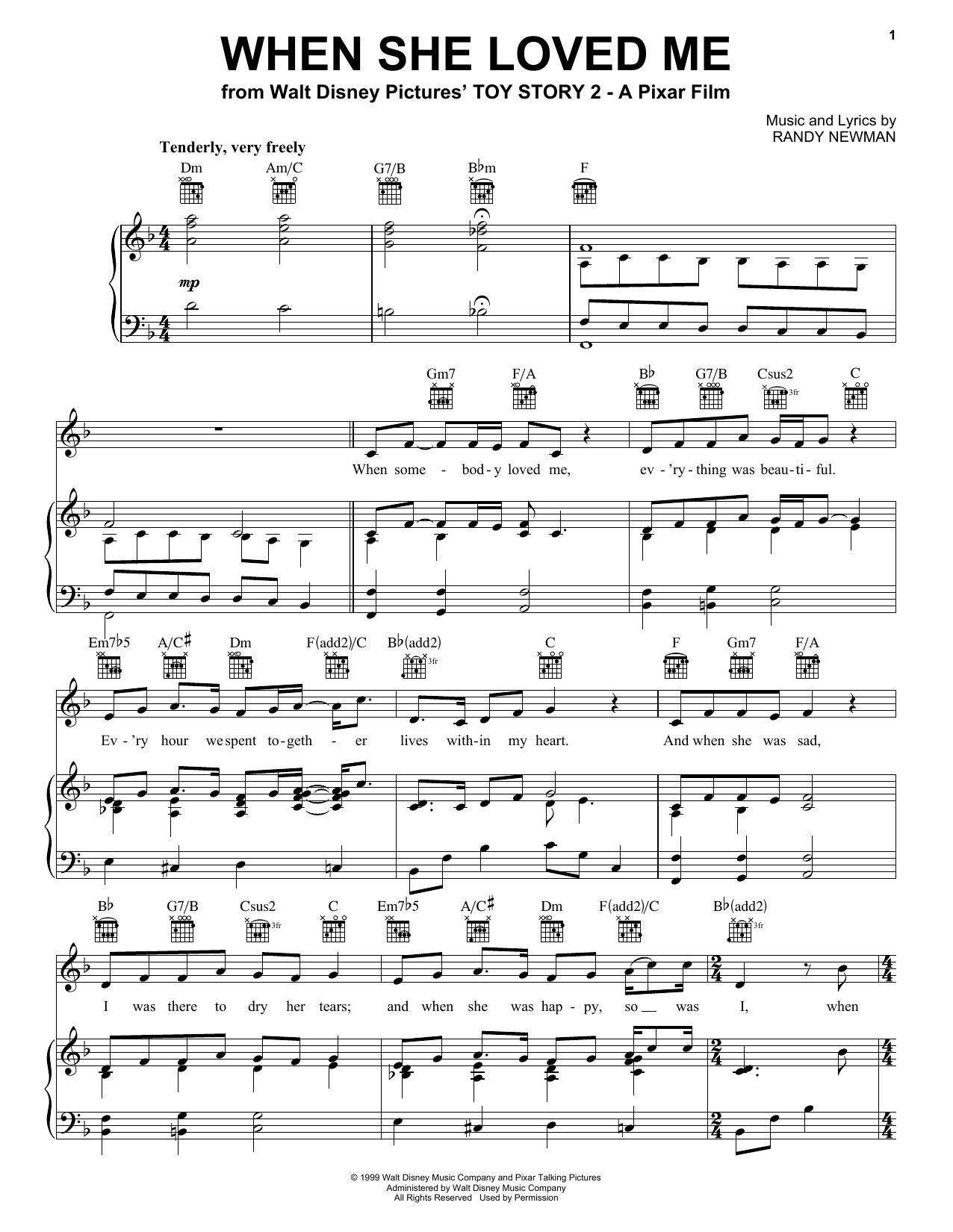 Learn to play Sarah McLachlan When She Loved Me sheet music for Piano, Vocal & Guitar (Right-Hand Melody) in minutes. Sarah McLachlan When She Loved Me sheet music notes and chords. Download Printable PDF.