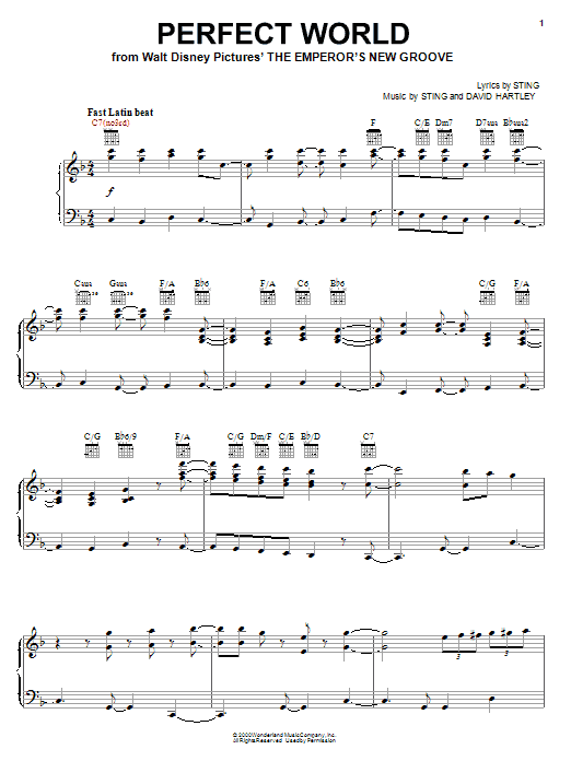 Learn to play Sting Perfect World sheet music for Piano, Vocal & Guitar (Right-Hand Melody) in minutes. Sting Perfect World sheet music notes and chords. Download Printable PDF.