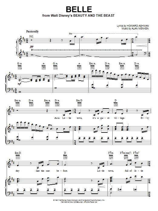 Learn to play Alan Menken Belle sheet music for Piano, Vocal & Guitar (Right-Hand Melody) in minutes. Alan Menken Belle sheet music notes and chords. Download Printable PDF.