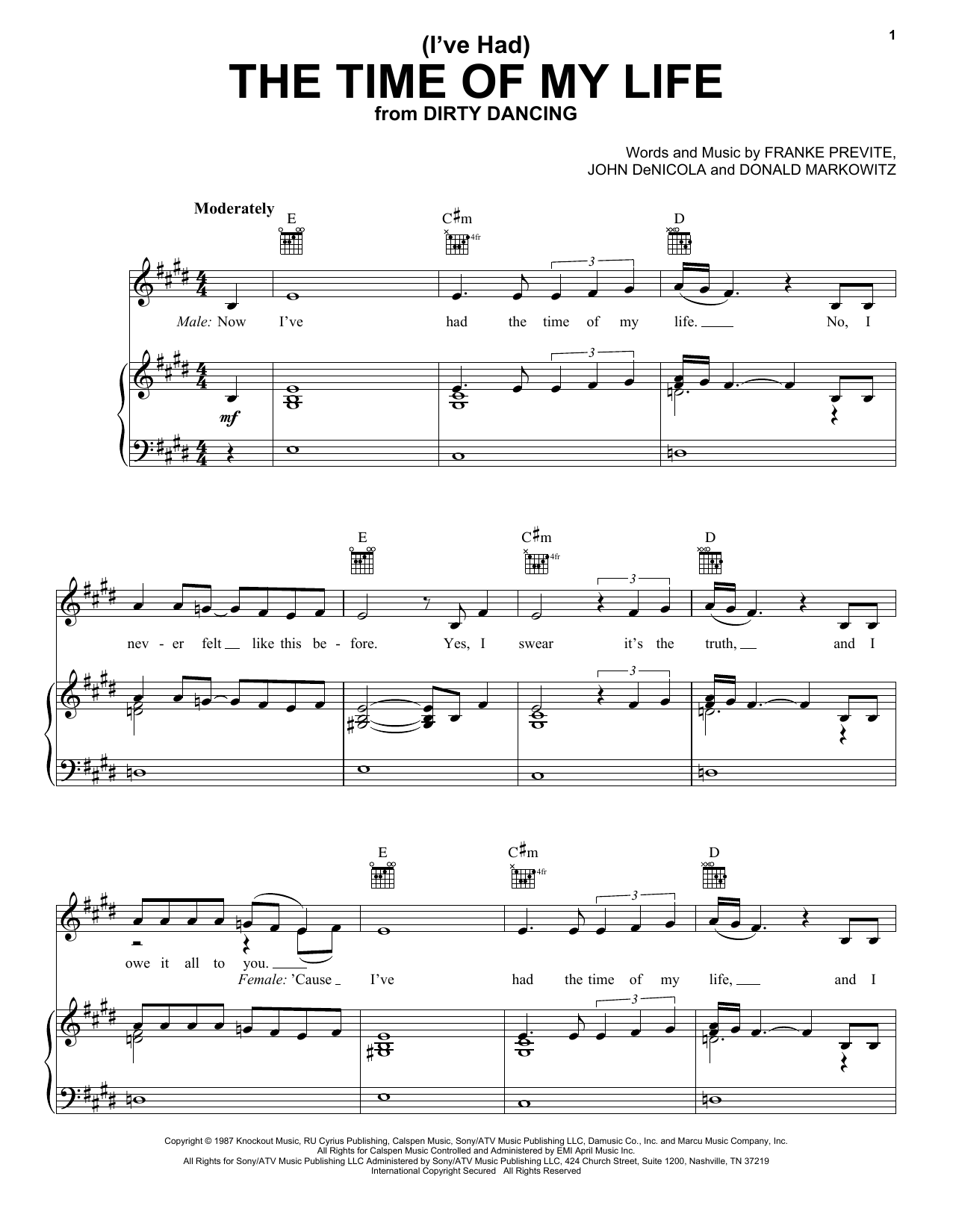 Learn to play Bill Medley and Jennifer Warnes (I've Had) The Time Of My Life sheet music for Piano, Vocal & Guitar (Right-Hand Melody) in minutes. Bill Medley and Jennifer Warnes (I've Had) The Time Of My Life sheet music notes and chords. Download Printable PDF.