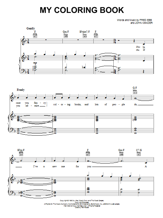 Learn to play Fred Ebb My Coloring Book sheet music for Piano, Vocal & Guitar (Right-Hand Melody) in minutes. Fred Ebb My Coloring Book sheet music notes and chords. Download Printable PDF.