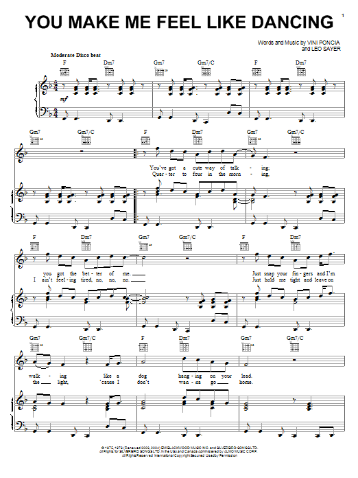 Learn to play Leo Sayer You Make Me Feel Like Dancing sheet music for Piano, Vocal & Guitar (Right-Hand Melody) in minutes. Leo Sayer You Make Me Feel Like Dancing sheet music notes and chords. Download Printable PDF.