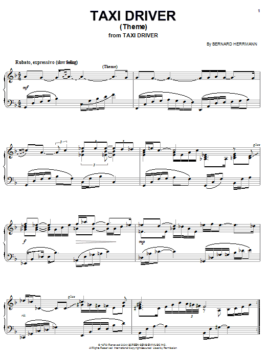 Learn to play Bernard Herrmann Taxi Driver (Theme) sheet music for Piano in minutes. Bernard Herrmann Taxi Driver (Theme) sheet music notes and chords. Download Printable PDF.