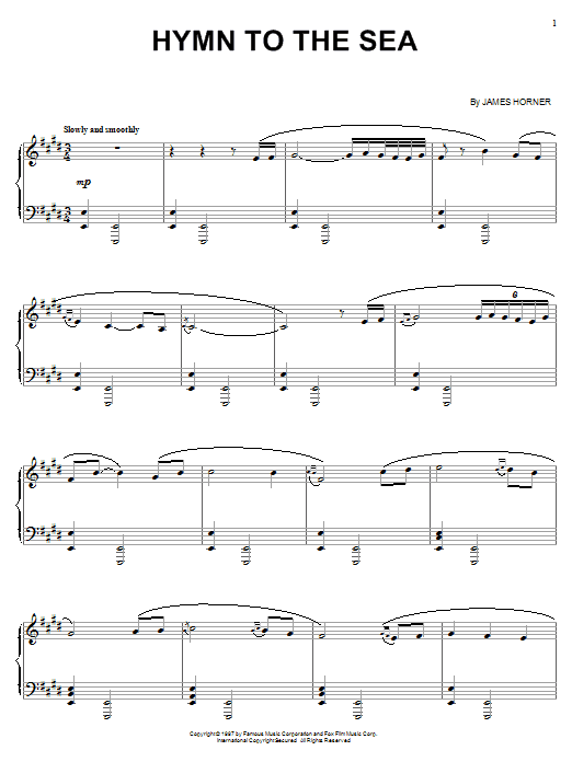 Learn to play James Horner Hymn To The Sea (from Titanic) sheet music for Piano, Vocal & Guitar (Right-Hand Melody) in minutes. James Horner Hymn To The Sea (from Titanic) sheet music notes and chords. Download Printable PDF.