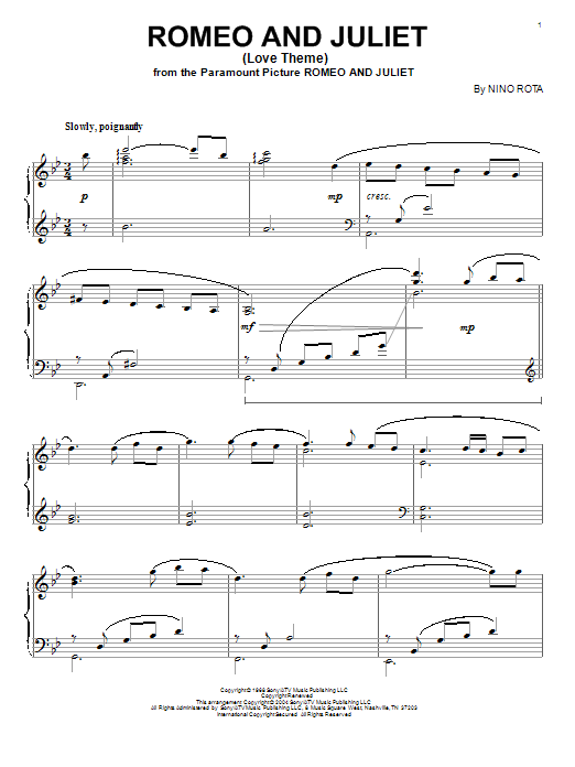 Learn to play Nino Rota Romeo And Juliet (Love Theme) sheet music for Piano in minutes. Nino Rota Romeo And Juliet (Love Theme) sheet music notes and chords. Download Printable PDF.