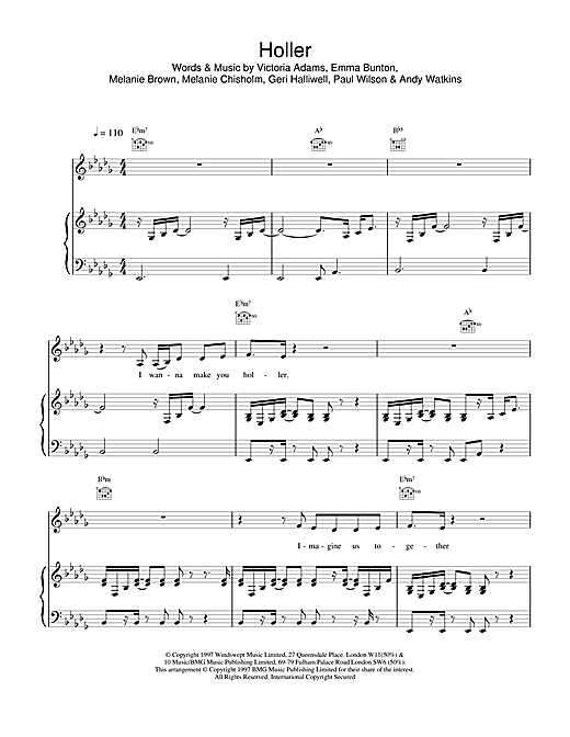 Learn to play The Spice Girls Holler sheet music for Piano, Vocal & Guitar in minutes. The Spice Girls Holler sheet music notes and chords. Download Printable PDF.