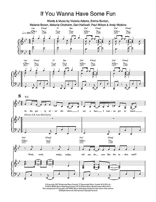 Learn to play The Spice Girls If You Wanna Have Some Fun sheet music for Piano, Vocal & Guitar in minutes. The Spice Girls If You Wanna Have Some Fun sheet music notes and chords. Download Printable PDF.