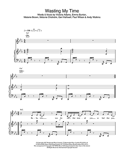 Learn to play The Spice Girls Wasting My Time sheet music for Piano, Vocal & Guitar in minutes. The Spice Girls Wasting My Time sheet music notes and chords. Download Printable PDF.