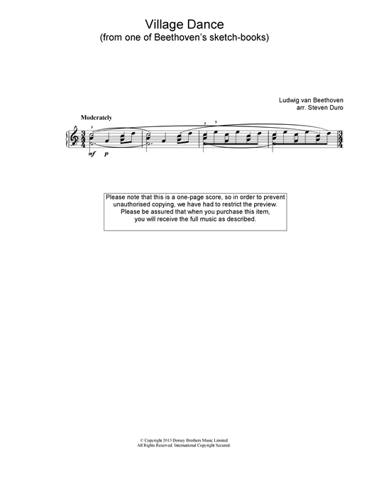Learn to play Ludwig van Beethoven Village Dance sheet music for Piano in minutes. Ludwig van Beethoven Village Dance sheet music notes and chords. Download Printable PDF.